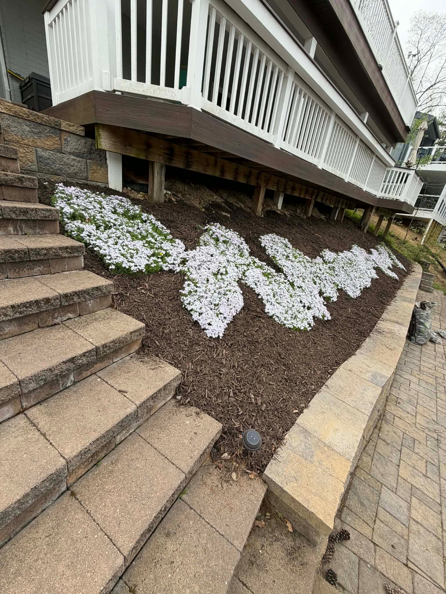 Retaining wall with stone steps and paver walkway in Winchester VA